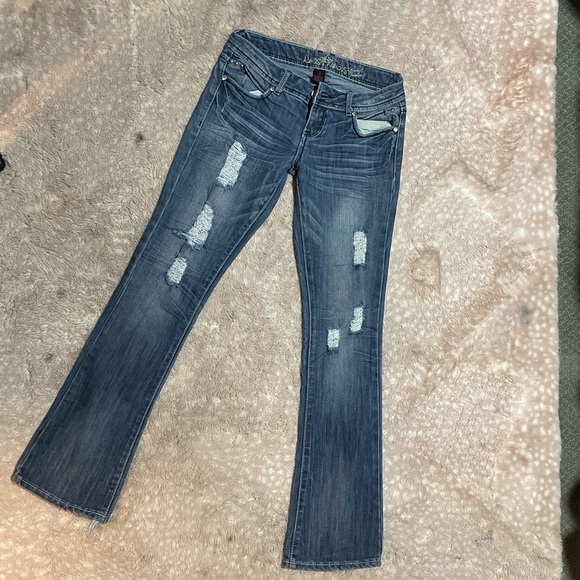 Almost Famous Distressed Boot Cut Jeans - Picture 1 of 4